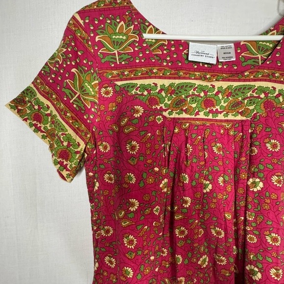 Vermont Country Store Womens Lounge Dress Sz M Mumu Floral Midi Modest Primitive - Picture 5 of 7